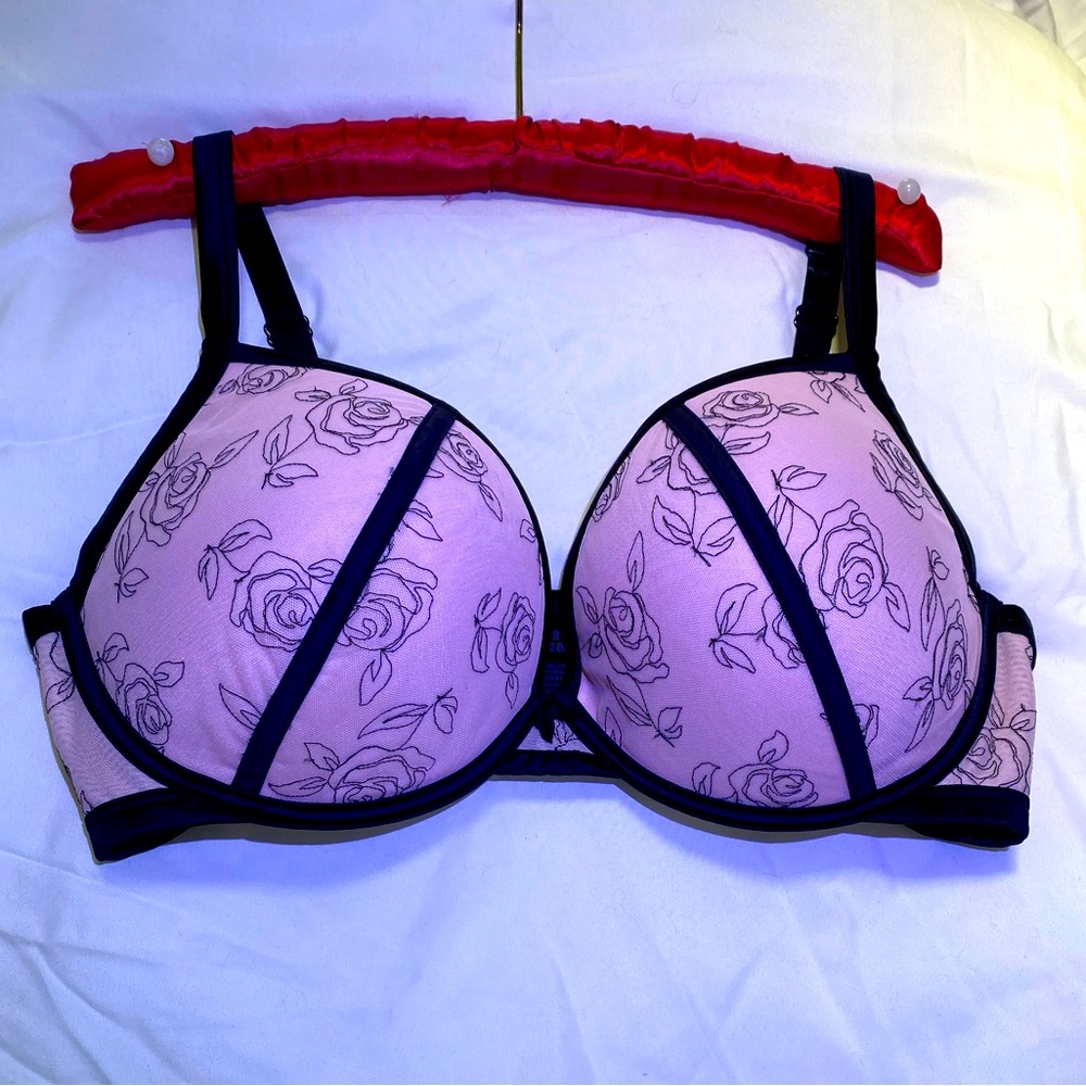 torrid Pink Floral Underwire Bra with Black Trim